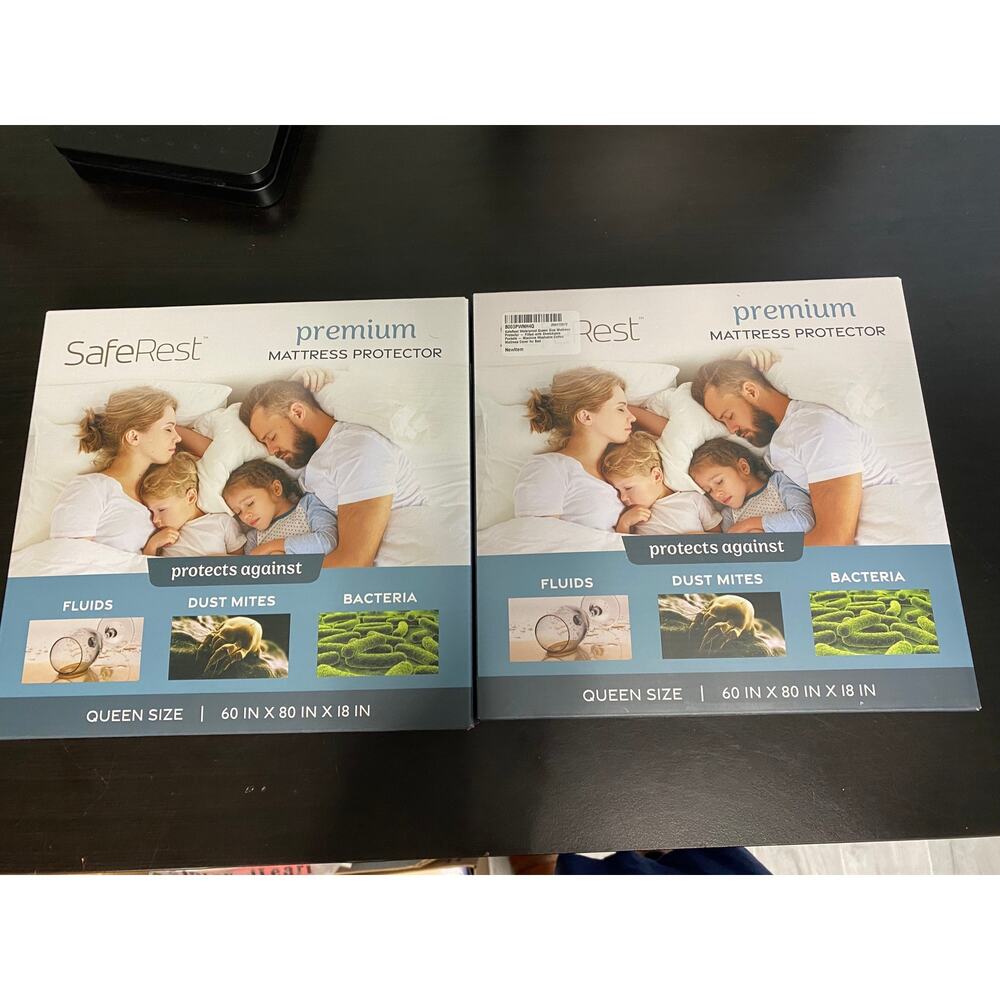 SafeRest Waterproof Queen Size Mattress Protector  -2 PACKS-NEW